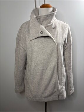 Banana Republic Light Gray Asymmetric Funnel Neck Pea Coat M